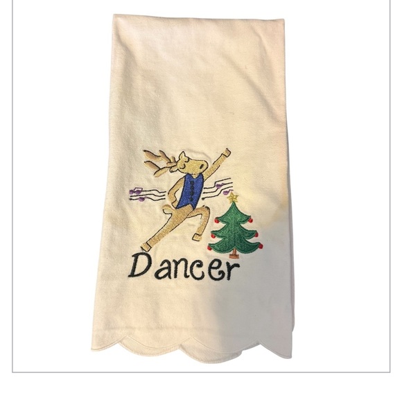 2 Vintage Pottery Barn Christmas Reindeer Hand Towels (Dancer and Comet) - Picture 1 of 5